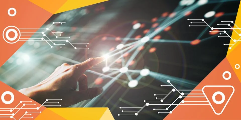 Development of future digital education technology and online student connection Stock Illustration