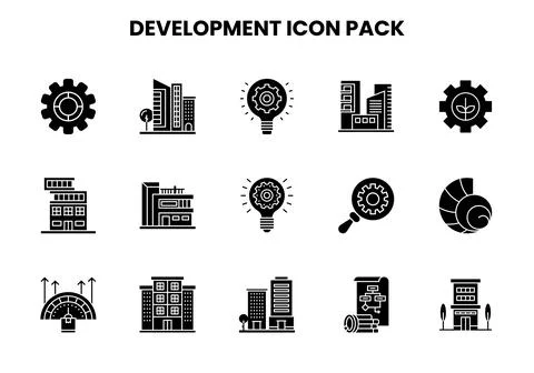 Development Glyph Bundle Icons Pack Stock Illustration