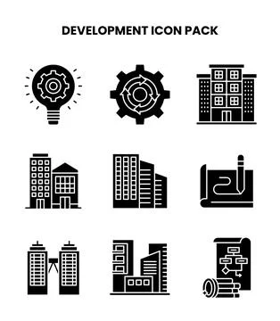 Development Glyph Bundle Icons Pack Stock Illustration