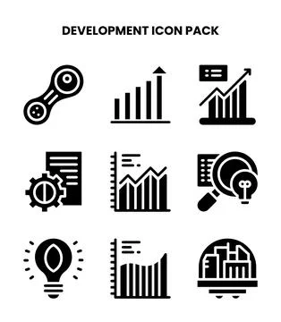 Development Glyph Collection Icons Pack Stockillustratie