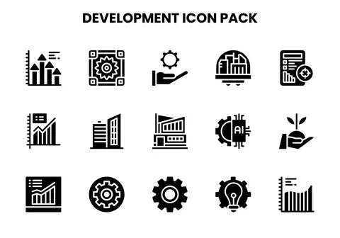Development Glyph Collection Icons Pack Stockillustratie