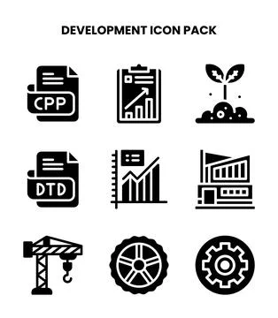 Development Glyph Design Icons Pack Stock-Illustration