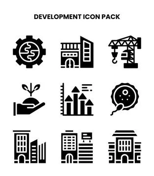 Development Glyph Graphics Icons Pack 库存插图
