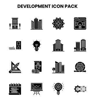Development Glyph Icons Pack イラスト素材