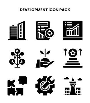 Development Glyph Icons Pack 库存插图
