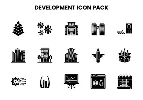 Development Glyph Scalable Icons Pack Illustrazione stock
