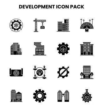 Development Glyph Scalable Icons Pack Stockillustratie