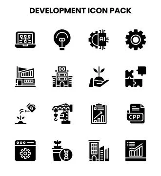 Development Glyph Scalable Icons Pack Stockillustratie