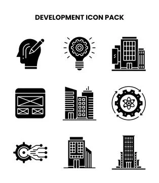 Development Glyph Scalable Icons Pack 스톡 일러스트