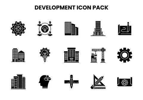 Development Glyph Vector Icons Pack 스톡 일러스트