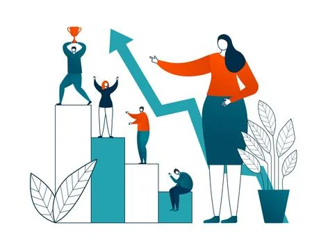 Development growth thin lines vector illustration. Career concept for human Stock Illustration