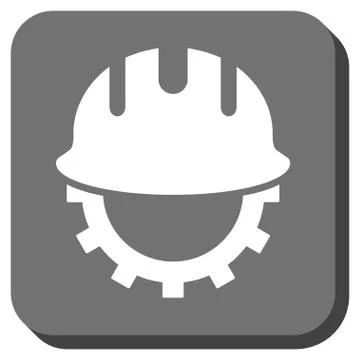 Development Hardhat Rounded Square Glyph Icon Stock Illustration