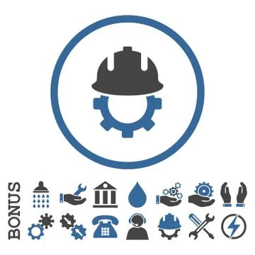 Development Helmet Flat Rounded Vector Icon With Bonus Illustrazione stock