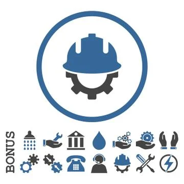 Development Helmet Flat Rounded Vector Icon With Bonus Stock Illustration