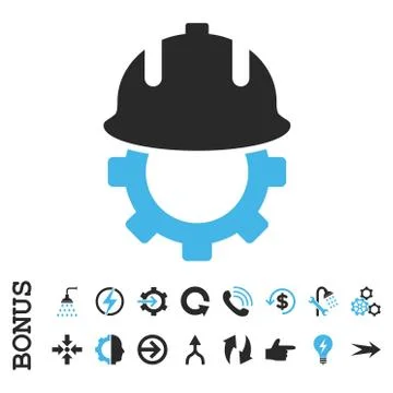 Development Helmet Flat Vector Icon With Bonus Illustrazione stock
