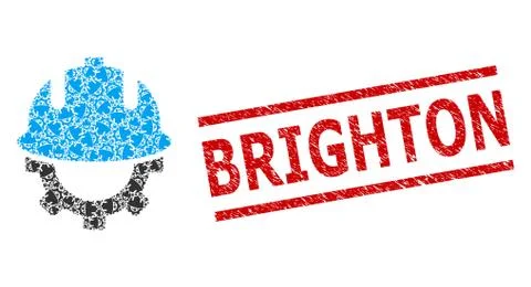 Development Helmet Recursive Mosaic of Development Helmet Items and Distress Illustrazione stock