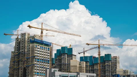 Development of high-rise towers and building.(zoom in) Stock Footage 198686470