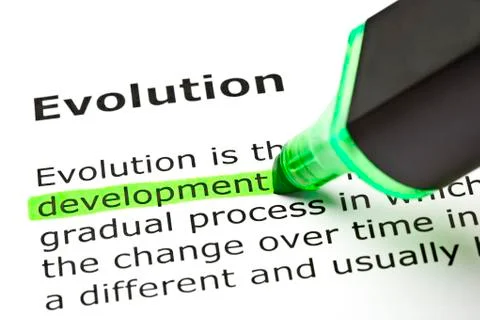 'development' highlighted, under 'evolution' Stock Photos