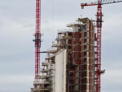 Development Of Highrise Structure Showcases Ongoing Engineering Effort And 스톡 사진