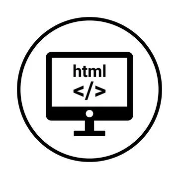 Development, html icon. Black vector graphics. Stock Illustration