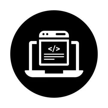 Development, html, webpage icon. Black vector graphics. Stock-Illustration