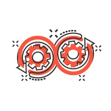 Development icon in comic style. Devops vector cartoon illustration on white  Illustrazione stock