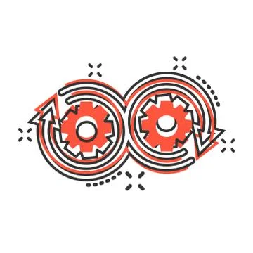 Development icon in comic style. Devops vector cartoon illustration on white  Illustrazione stock