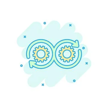 Development icon in comic style. Devops vector cartoon illustration on white  Stock Illustration