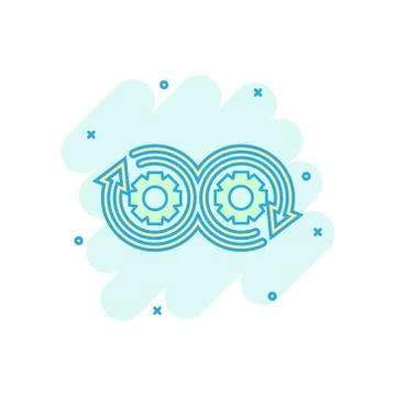 Development icon in comic style. Devops vector cartoon illustration on white  Illustrazione stock