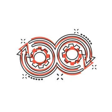 Development icon in comic style. Devops vector cartoon illustration on white  Stock Illustration