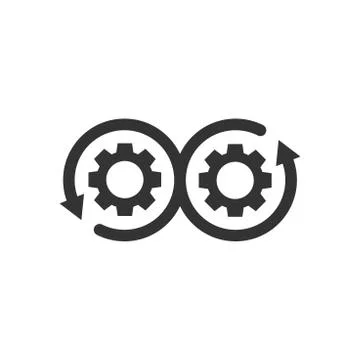 Development icon in flat style. Devops vector illustration on white isolated  Illustrazione stock