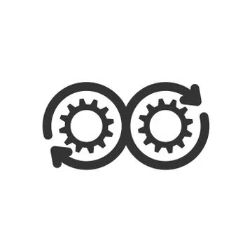 Development icon in flat style. Devops vector illustration on white isolated  Illustrazione stock