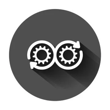Development icon in flat style. Devops vector illustration on black round bac Illustrazione stock
