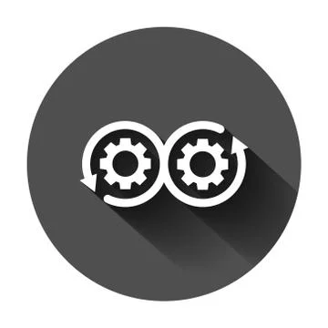 Development icon in flat style. Devops vector illustration on black round bac Illustrazione stock