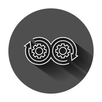 Development icon in flat style. Devops vector illustration on black round bac Stock Illustration