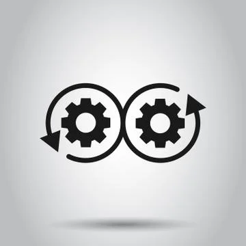 Development icon in flat style. Devops vector illustration on isolated backgr Illustrazione stock