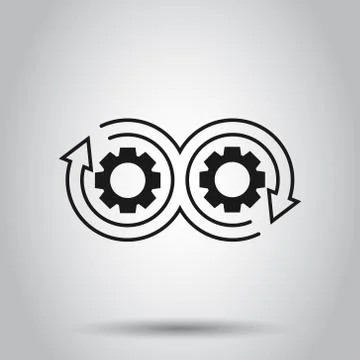 Development icon in flat style. Devops vector illustration on isolated backgr Illustrazione stock