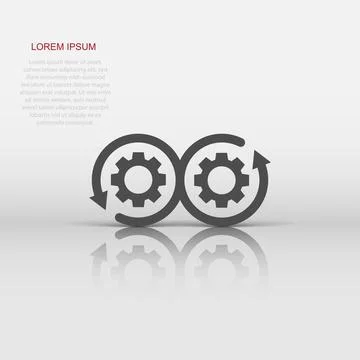 Development icon in flat style. Devops vector illustration on white isolate.. Illustrazione stock