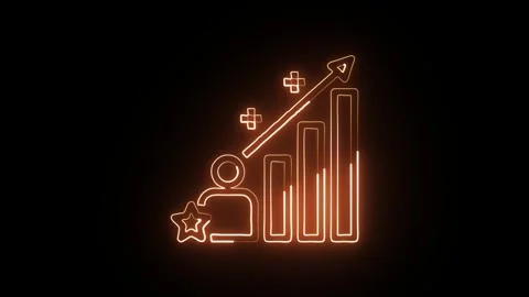 Development Icon Isolated on Black Background, Neon Growth Line Motion Grap.. Stock Footage 327666835