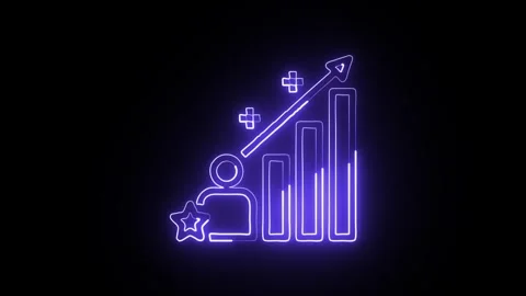 Development Icon Isolated on Black Background, Neon Growth Line Motion Grap.. Vídeo Stock 327666878
