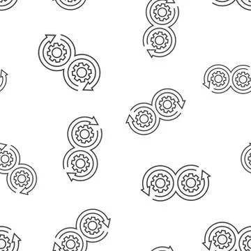 Development icon seamless pattern background. Devops vector illustration on w Illustrazione stock