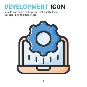 Development icon vector with outline color style isolated on white background 스톡 일러스트