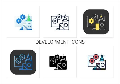Development icons set Stock Illustration