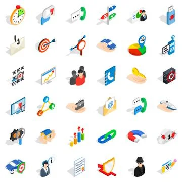 Development icons set, isometric style Stock Illustration