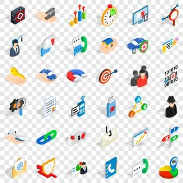Development icons set, isometric style Illustrazione stock