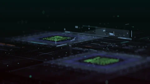 Development innovation high-tech CPU. High speed data processing 3D video. 3D Video stock 132802889