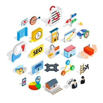 Development interface icons set, isometric style Illustrazione stock