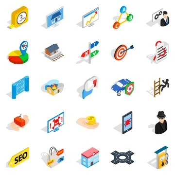 Development interface icons set, isometric style Illustrazione stock