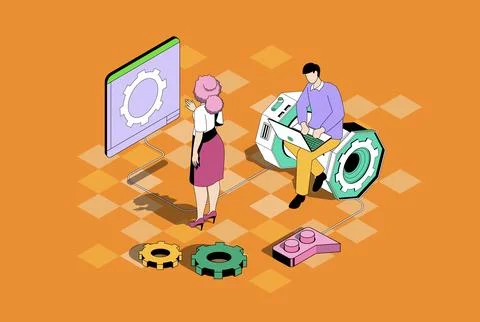 Development Isometric Illustration Stock Illustration
