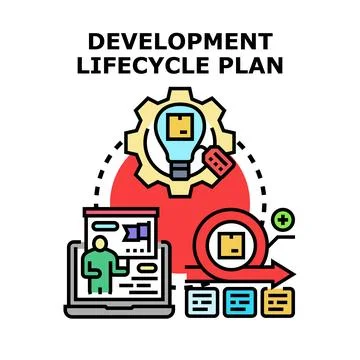 Development lifecycle plan improving product and project management 库存插图